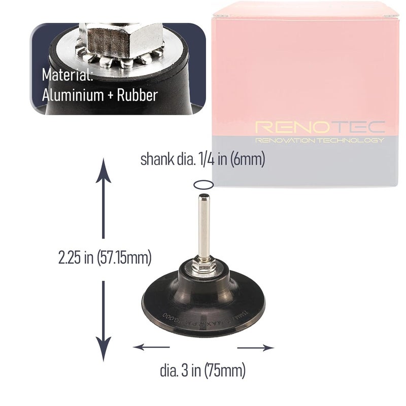 RENOTEC 3" Pad Holder for Sanding Discs, Hard Rubber, TR System, 10 Pcs Pack - Image 4